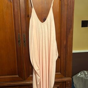 Ladies light pink L/XL cotton full length dress